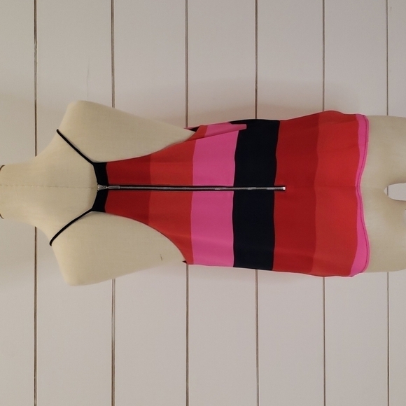EXPRESS medium cami red pink orange black stripe - Picture 3 of 5